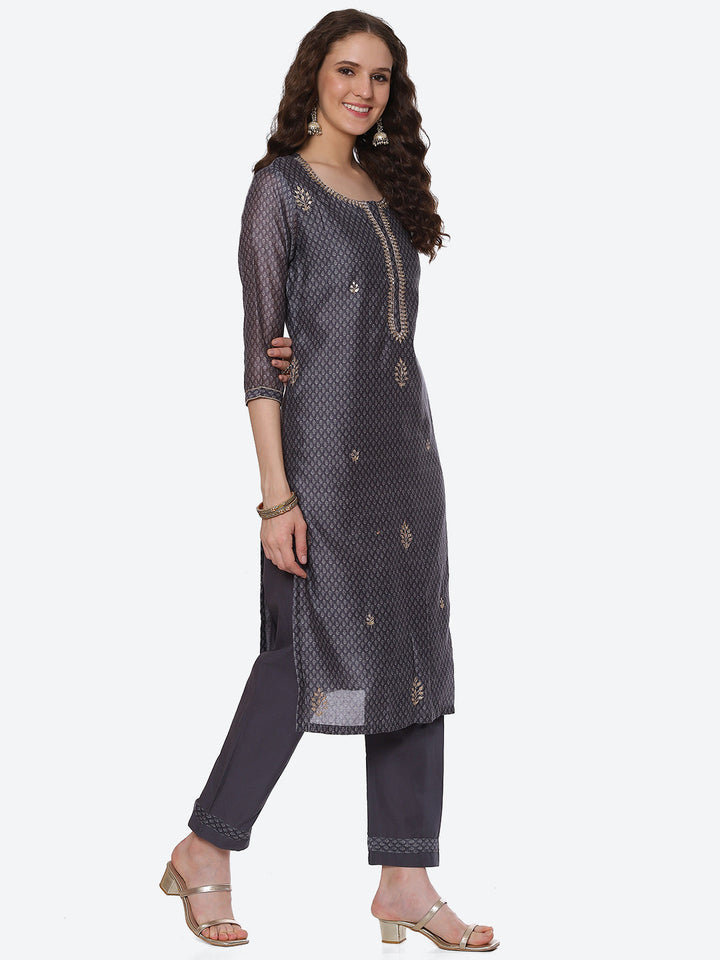 Gota Work Chanderi Kurta With Pant &amp; Dupatta