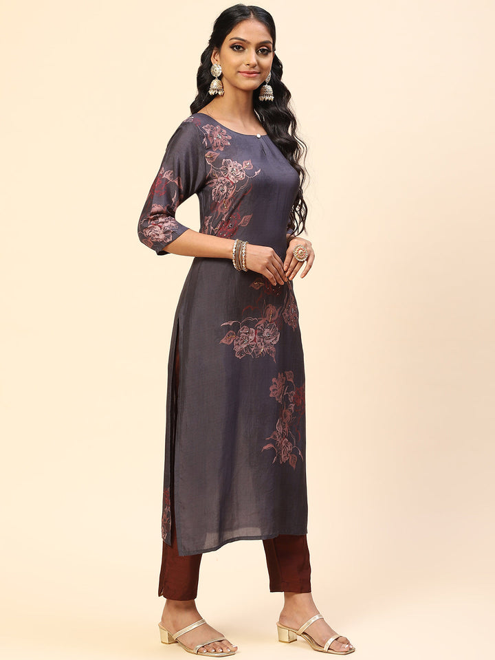 Floral Printed Cotton Kurta With Pants
