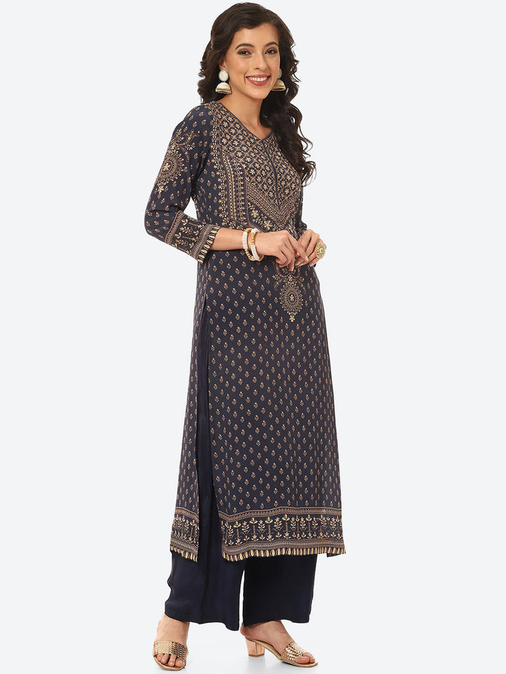 Digital Printed Crepe Kurta With Palazzo &amp; Georgette Dupatta