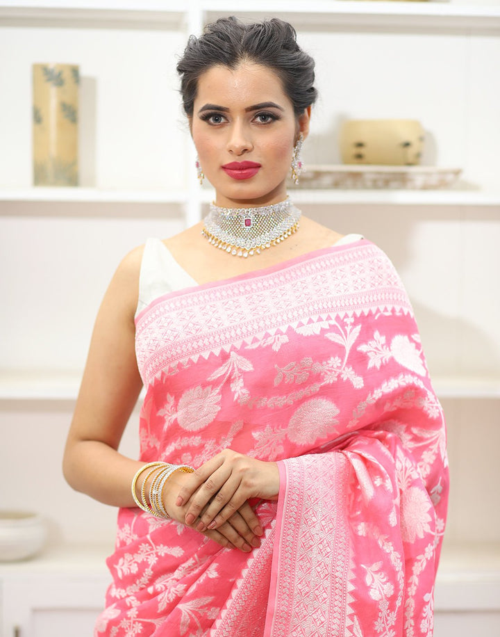 MBZ Meena Bazaar-ORGANZA HAND WOVEN SAREE