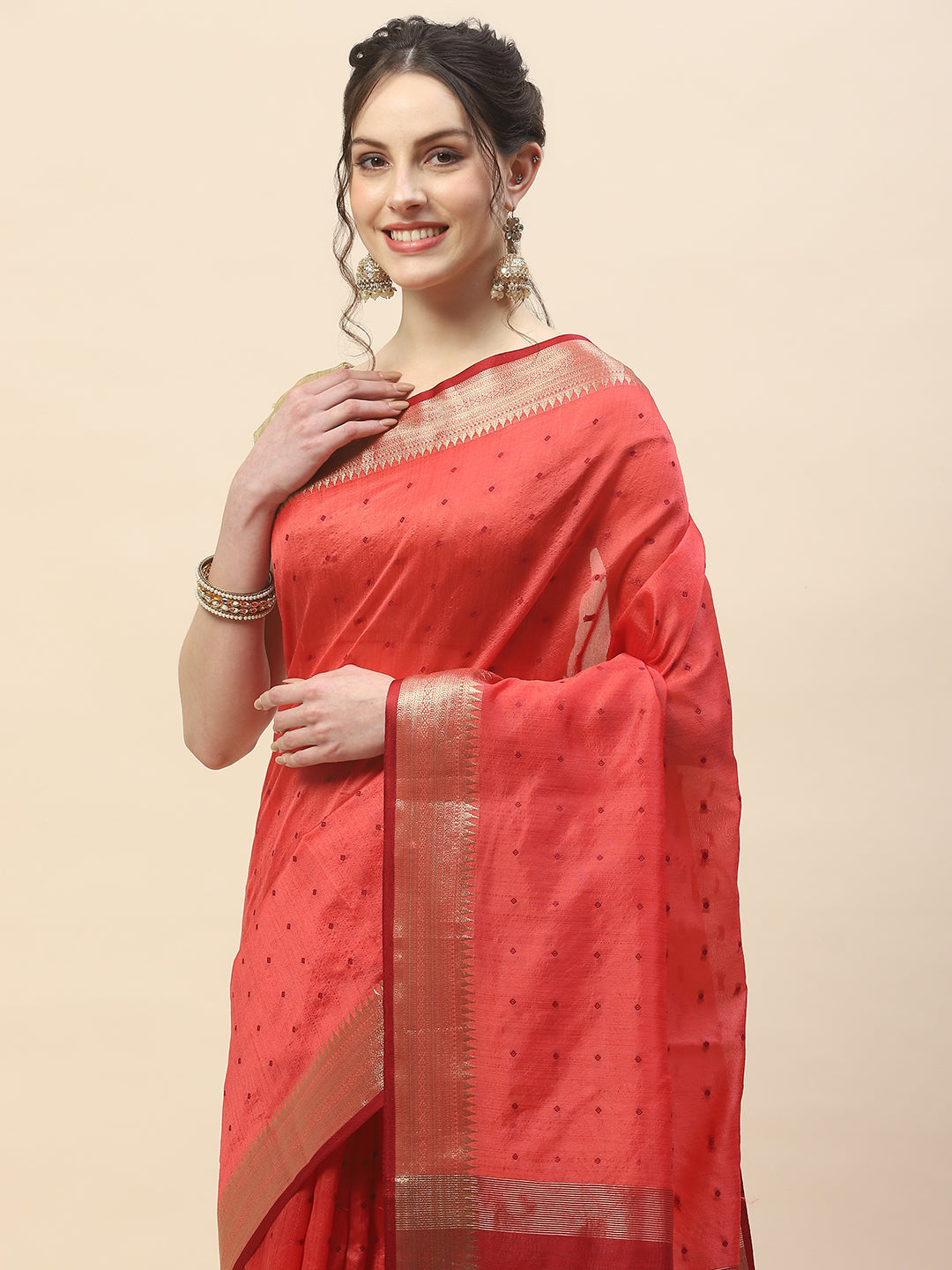 Plain Zari Border Woven Tussar Saree