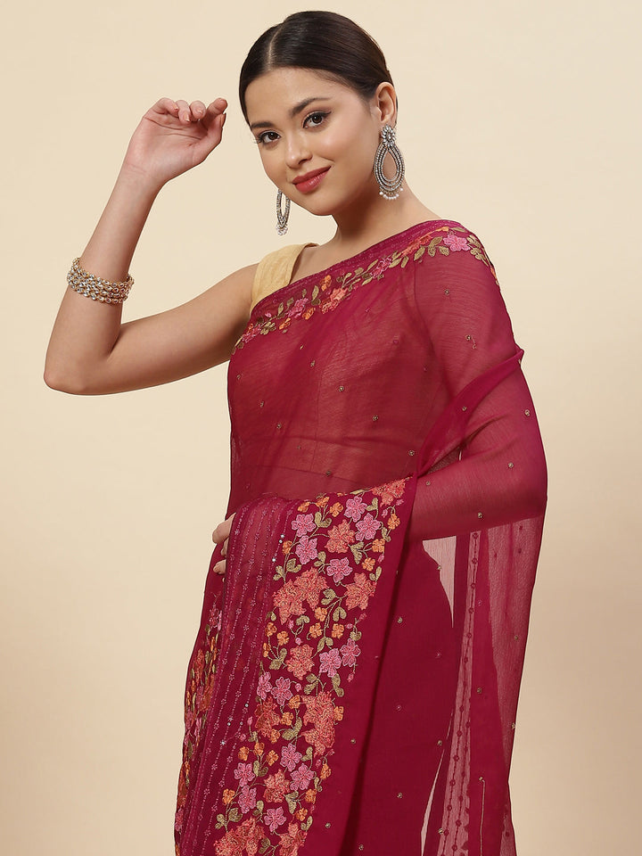 Resham Floral Jaal Chiffon Saree