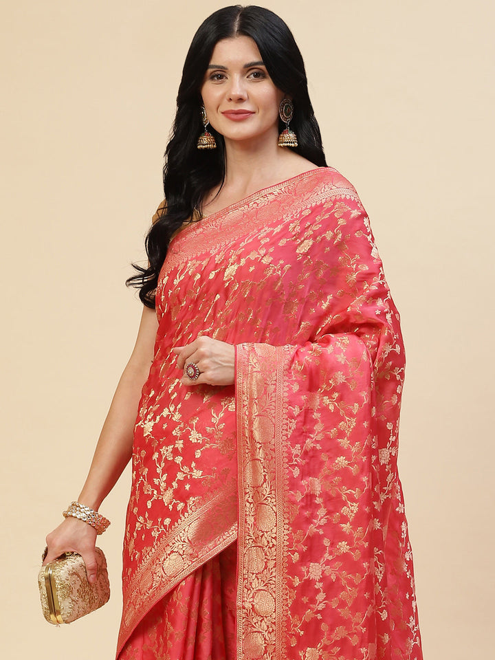 Zari Jaal Satin Woven Saree