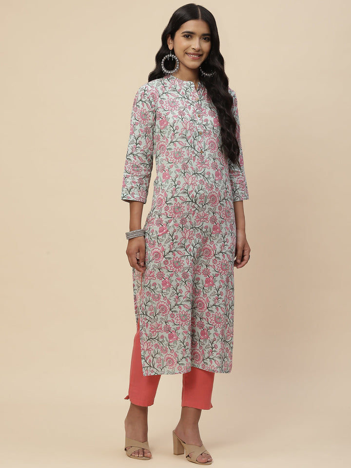 Floral Printed Cotton Kurta