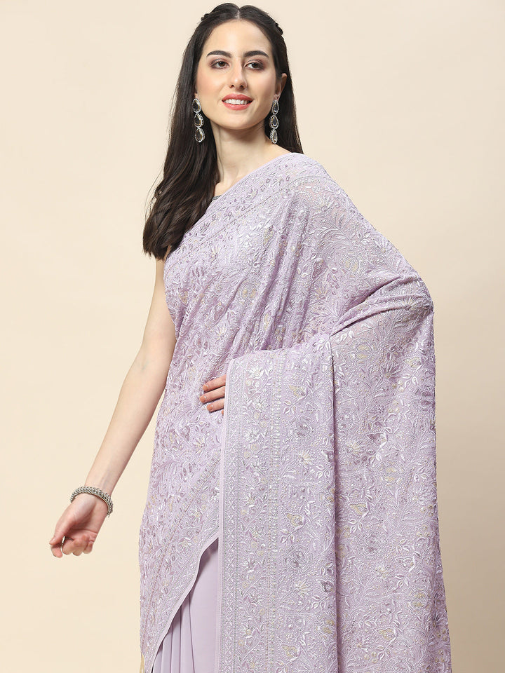 Resham Embroidery Georgette Saree