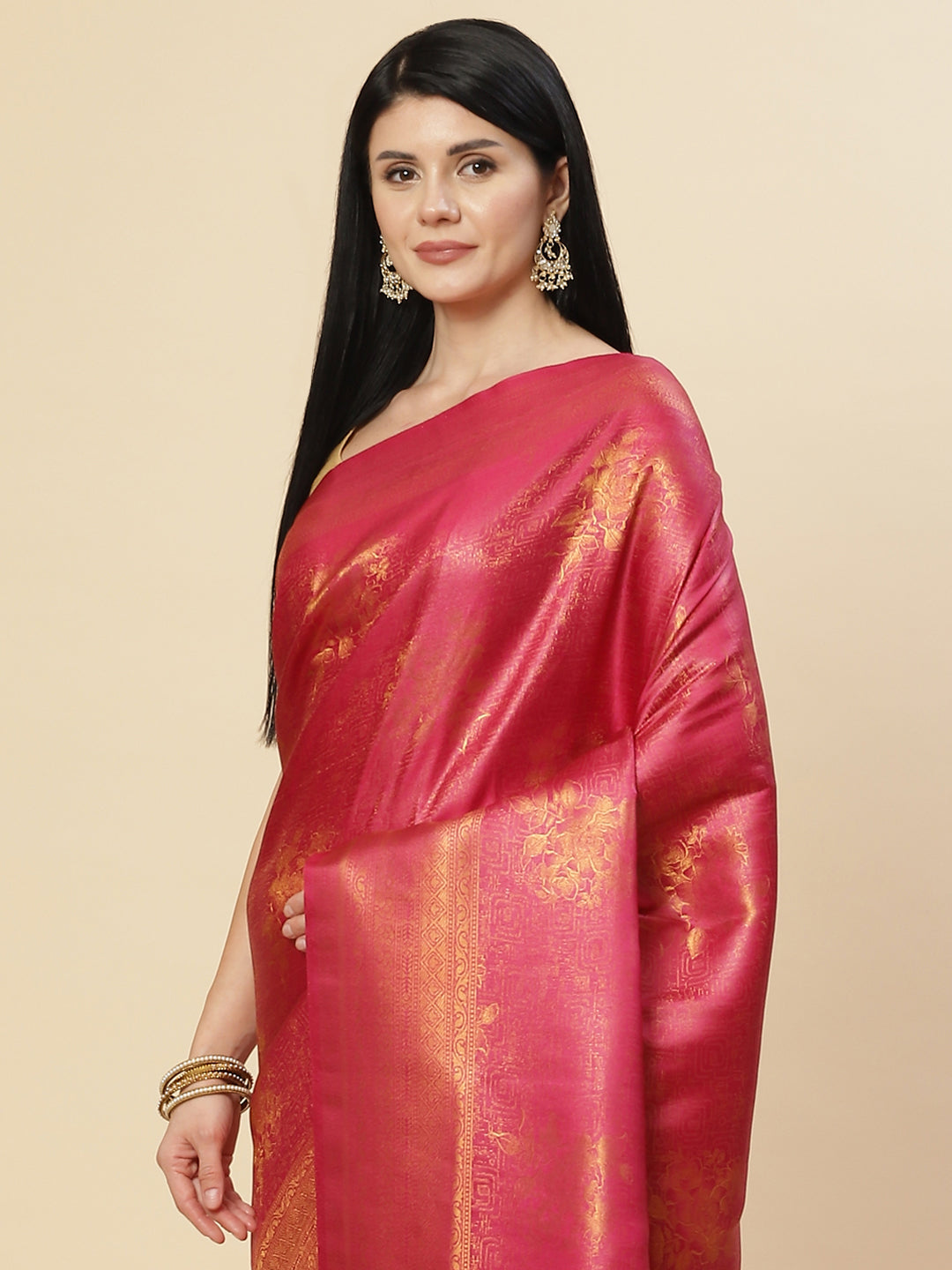Zari Jaal Handloom Woven Saree