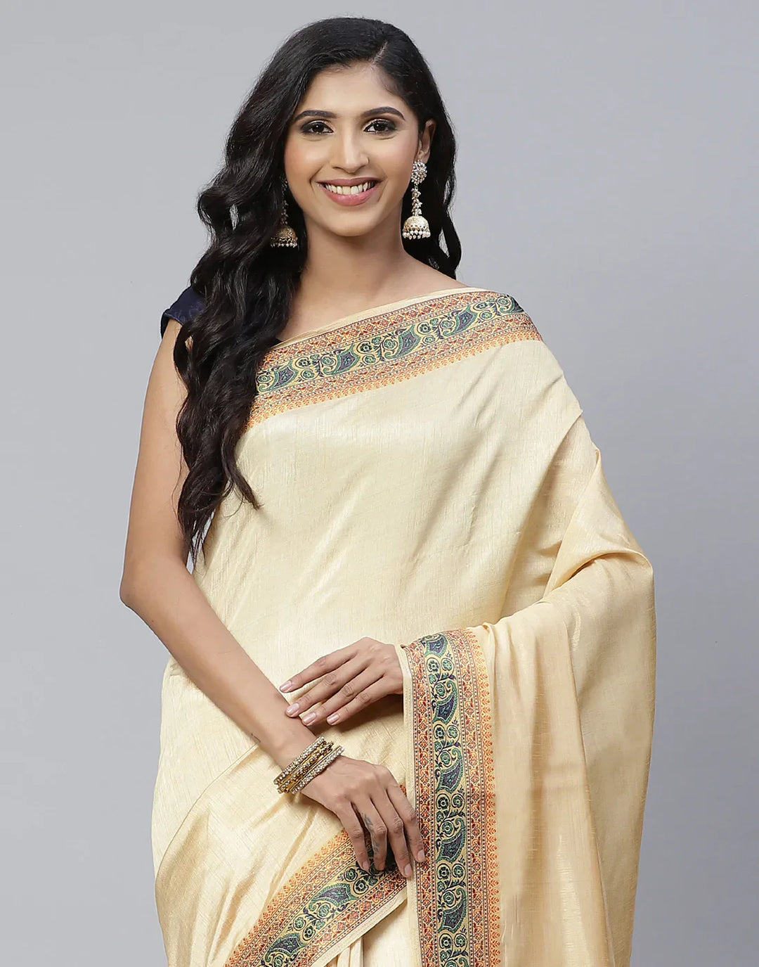 Plain Zari Border Handloom Woven Saree