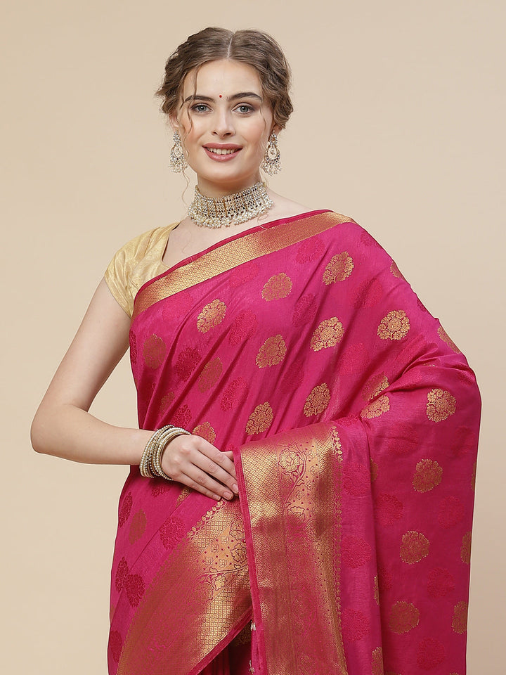 Zari Border Booti Art Handloom Woven Saree