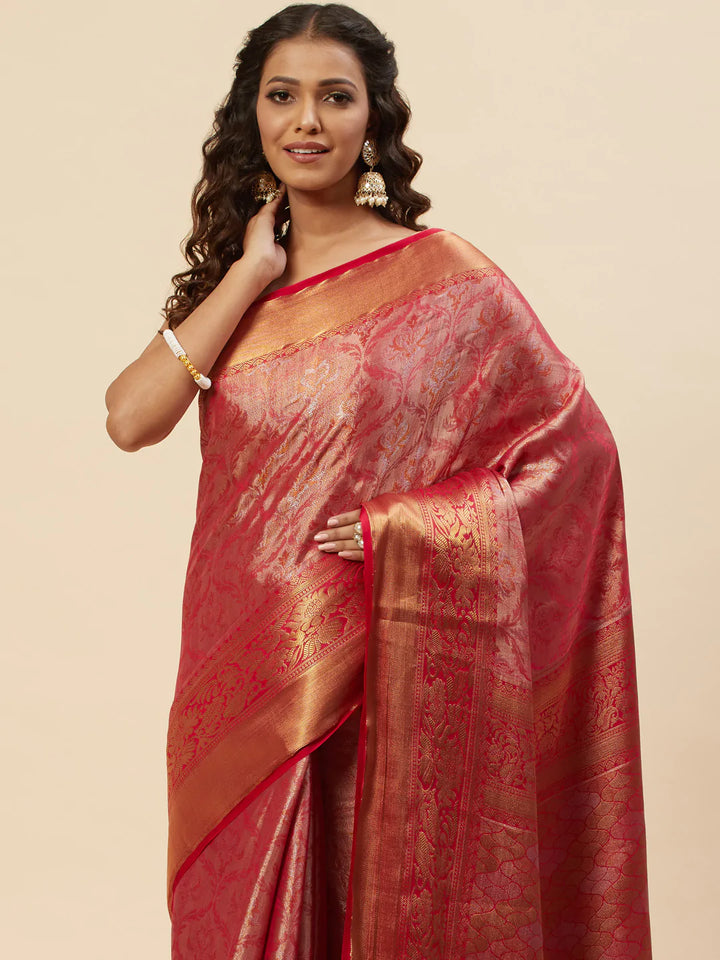 Brocade Zari Jaal Handloom Woven Saree