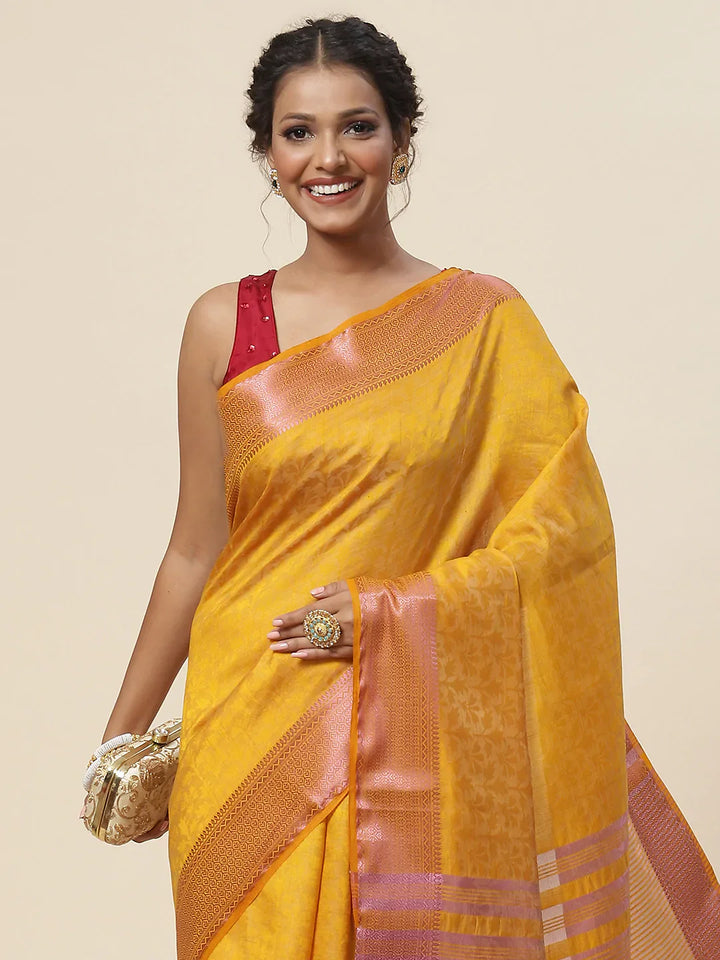 Plain Zari Border Handloom Woven Saree