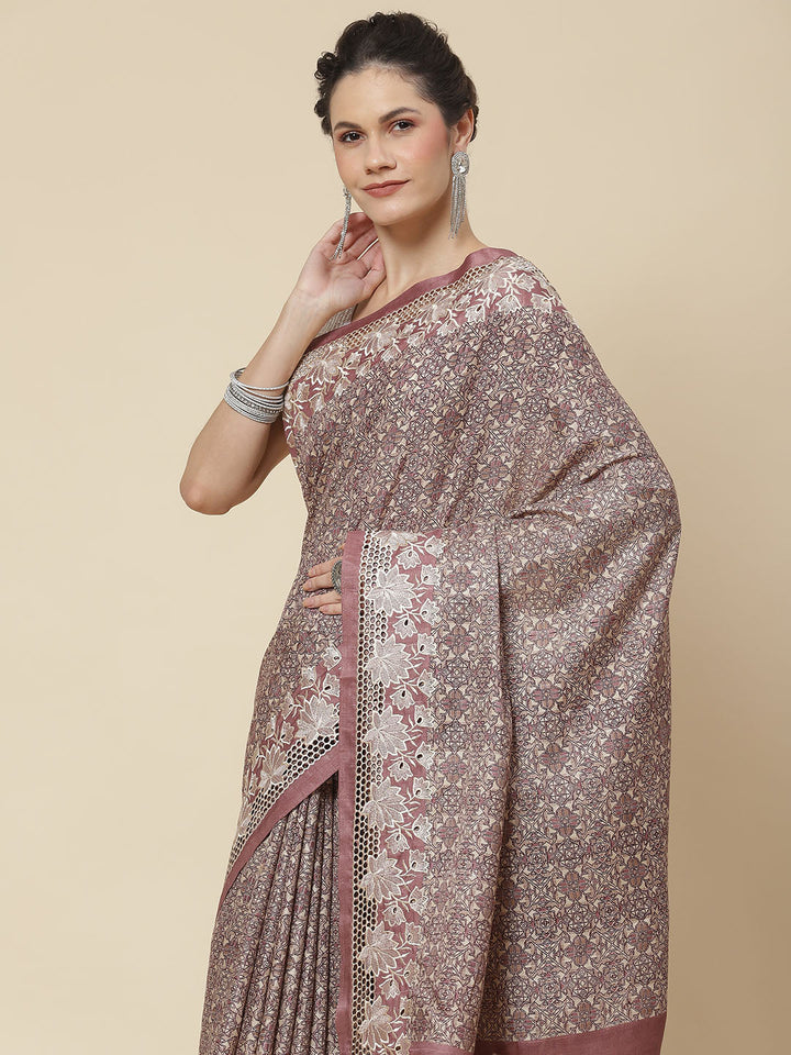 Traditional Print Tussar Saree