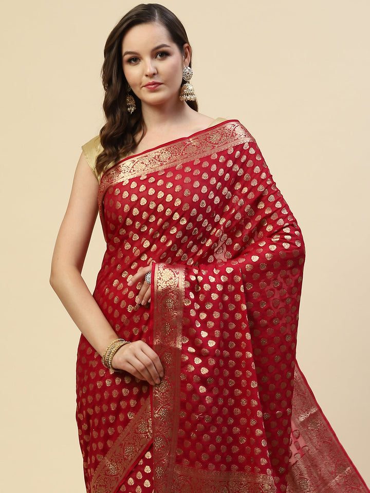 Antique Booti Georgette Plain Saree