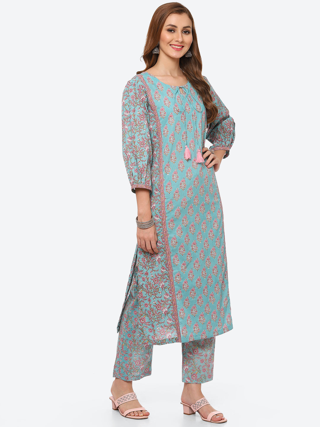 Floral Printed Cotton Kurta With Pant
