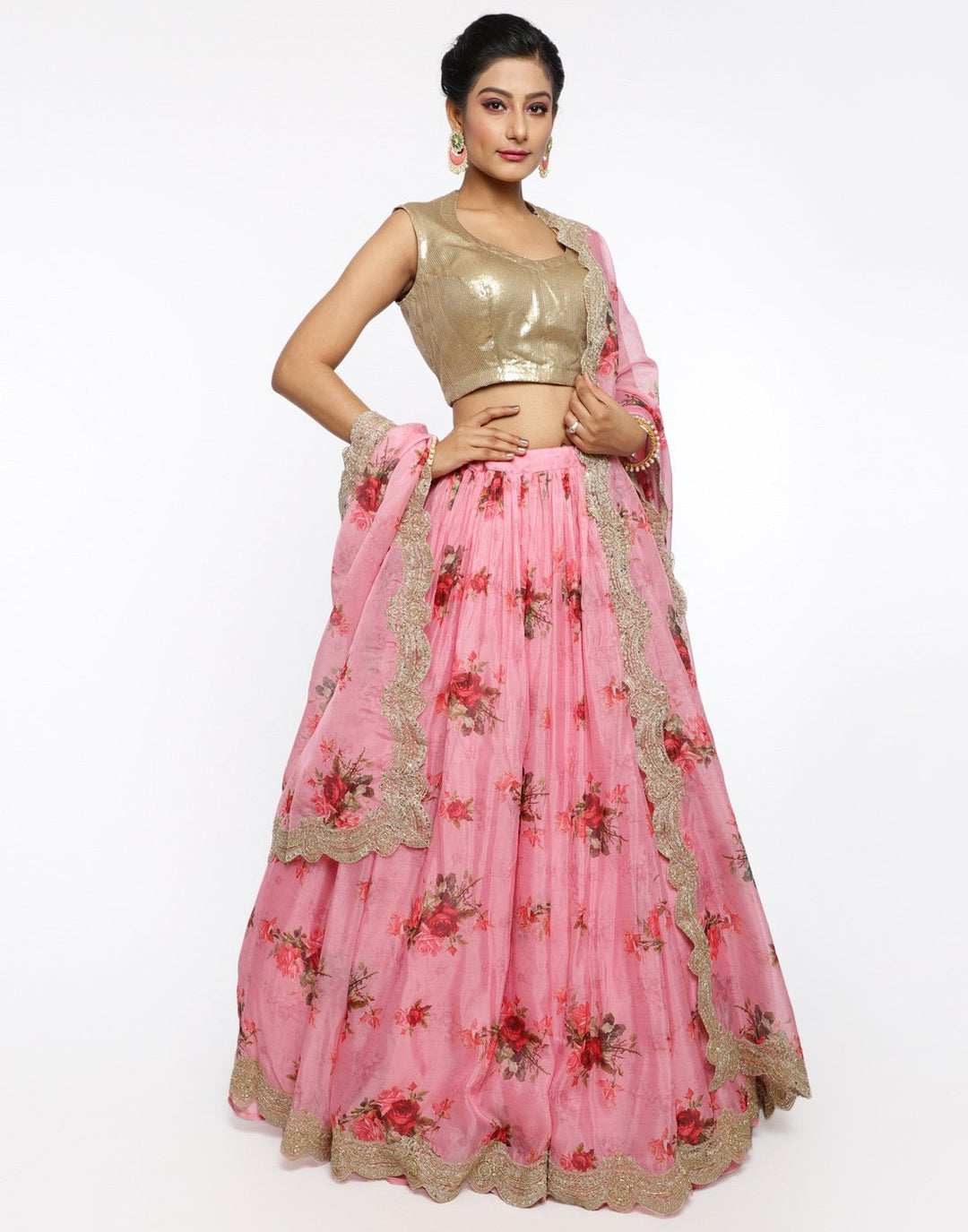 MBZ Meena Bazaar-Mustard Organza Kora Laacha