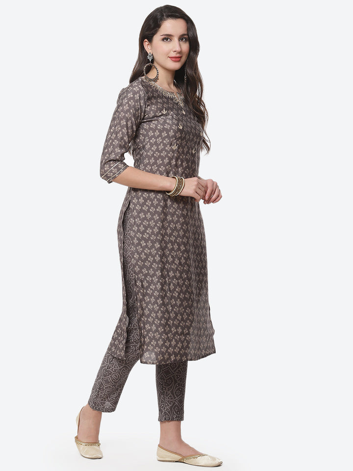 Cotton Muslin Printed Kurti With Pant And Dupatta
