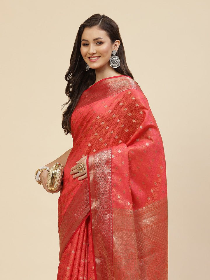 Zari Border Booti Linen Woven Saree