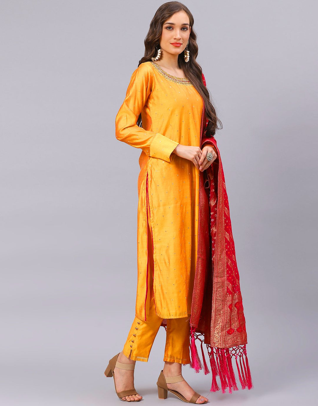 Mustard Rani Salwar Kameez Stitched Suit