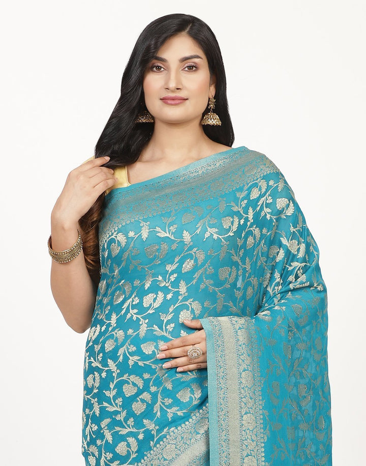 MBZ Meena Bazaar-Zari Jaal Art Georgette Saree