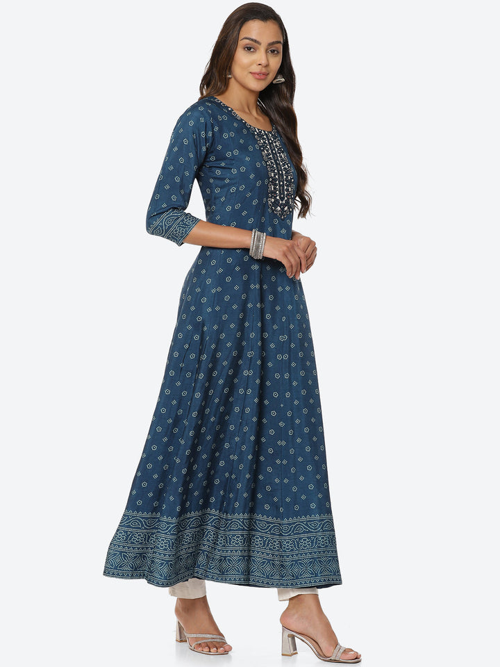 Mirror Work Printed Handloom Kurta