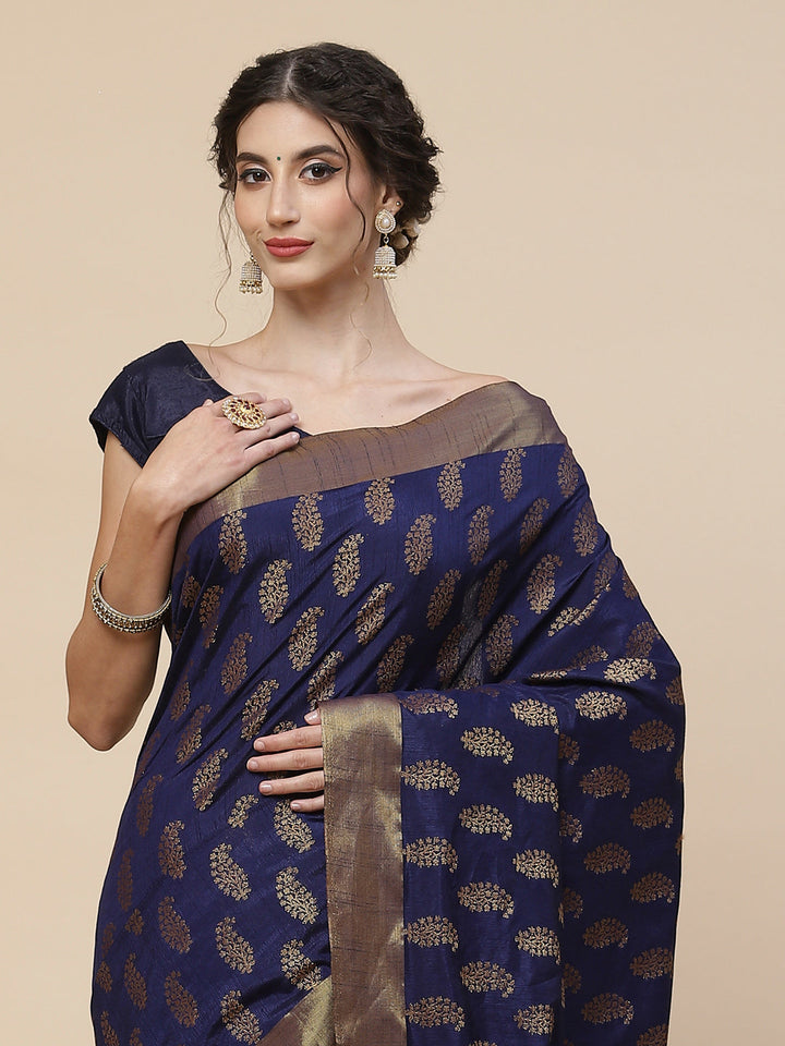 Zari Border Booti Art Handloom Woven Saree