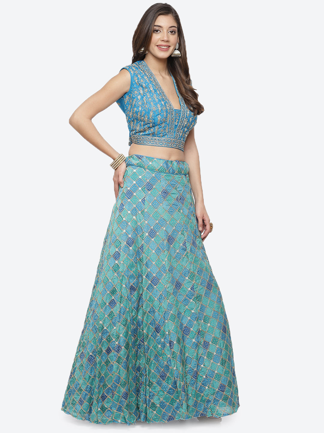 Sequence Work Georgette Choli With Lehenga &amp; Net Dupatta