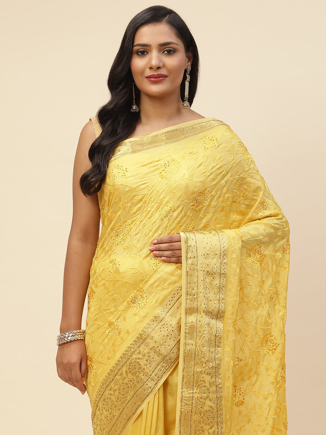 Swarovski Embroidered Handloom Saree