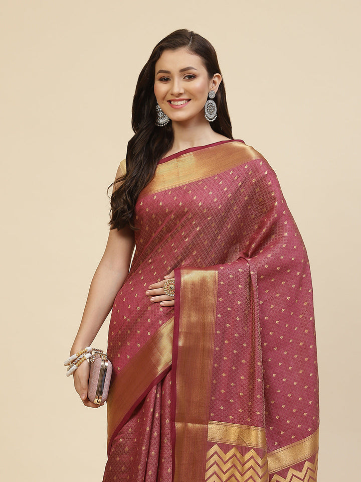 Zari Border Booti Handloom Woven Saree