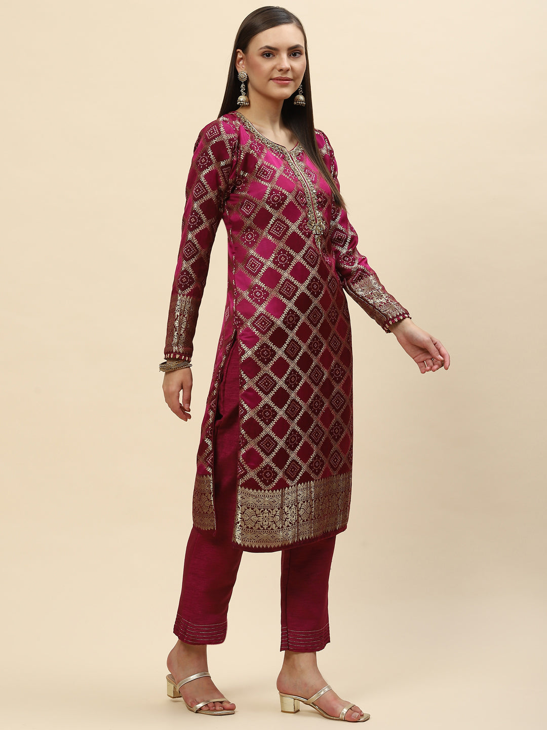 Banarasi Handloom Kurta With Pants &amp; Dupatta