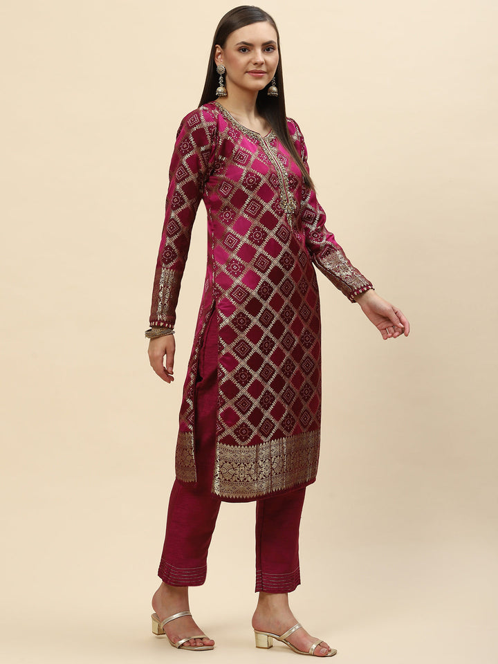 Banarasi Handloom Kurta With Pants &amp; Dupatta