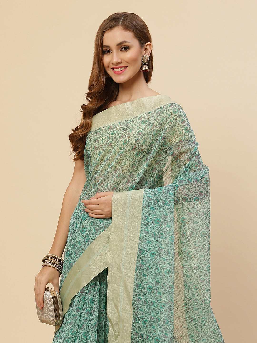 Floral Printed Cotton Saree