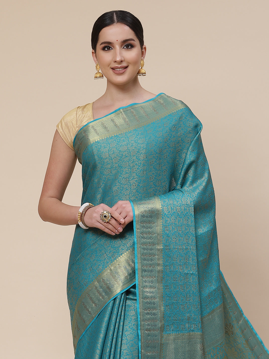 Stone Work Georgette Plain Saree