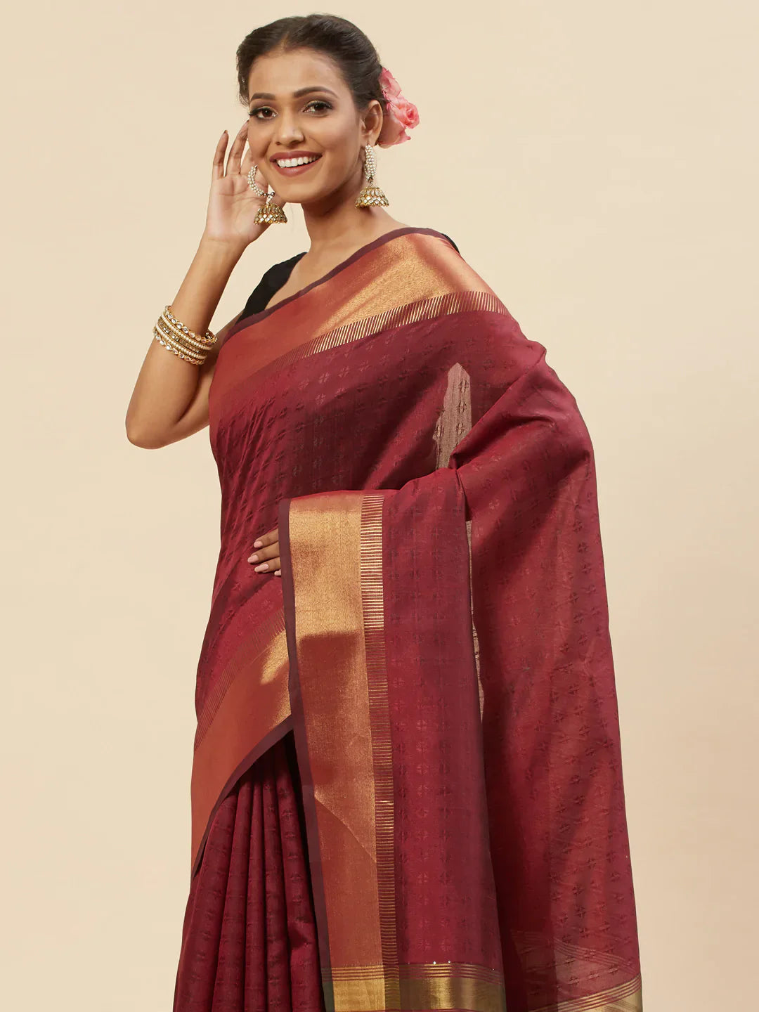Plain Zari Border Handloom Woven Saree