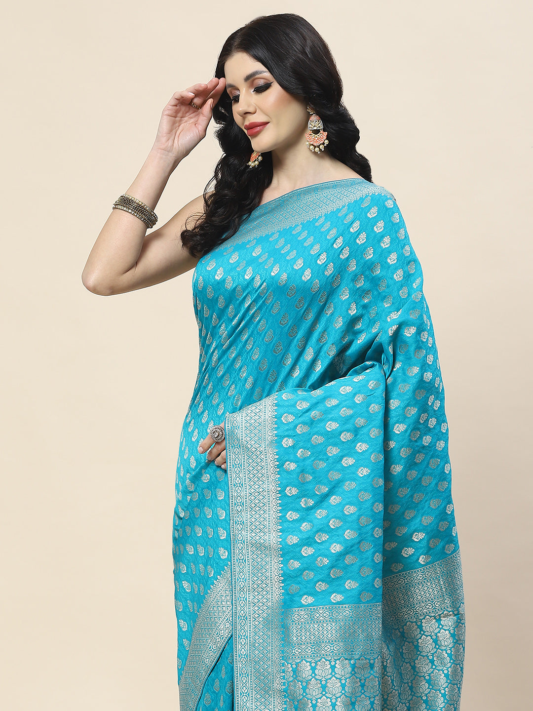 Zari Booti Woven Art Silk Banarsi Saree