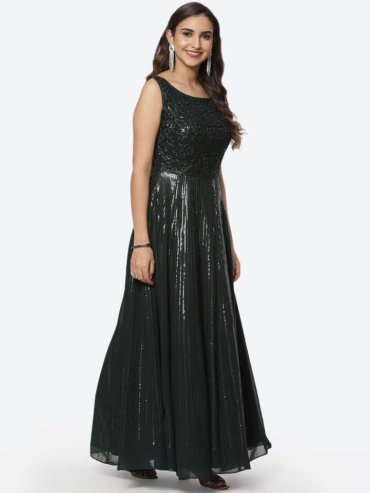 Sequin Georgette Long Dress