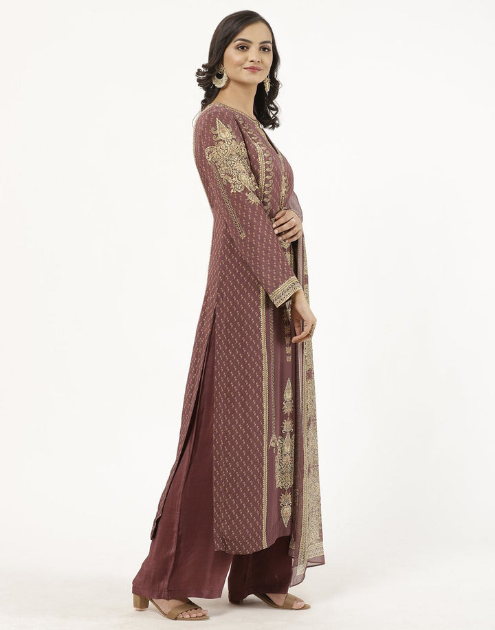 MBZ Meena Bazaar-Grey Digital Printed Crepe Salwaar Kameez Stitched Suit