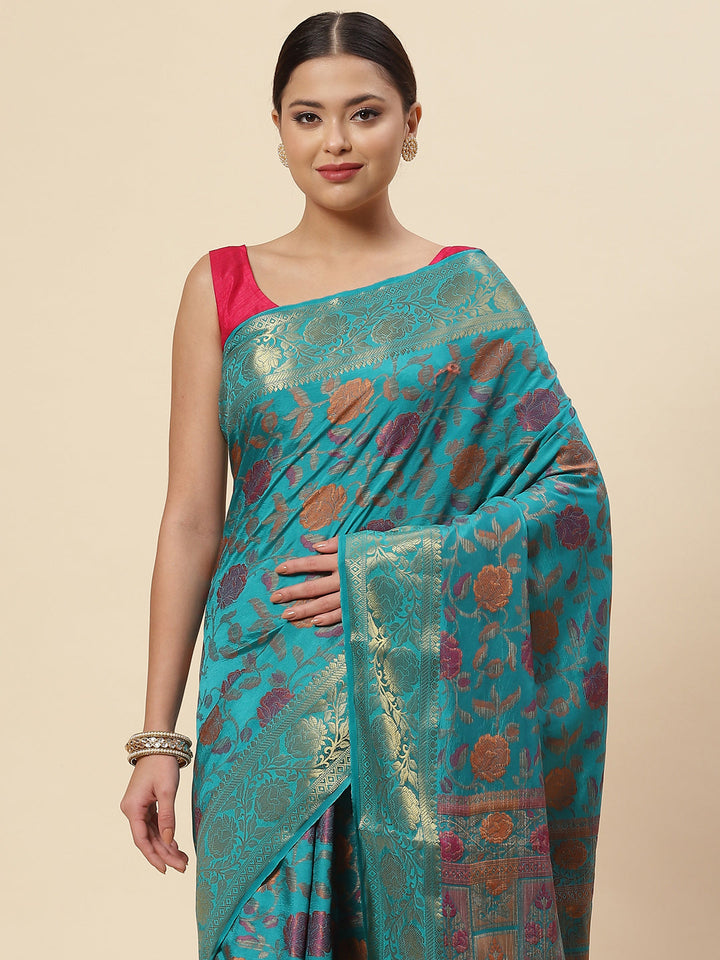 Floral Zari Jaal Handloom Woven Saree