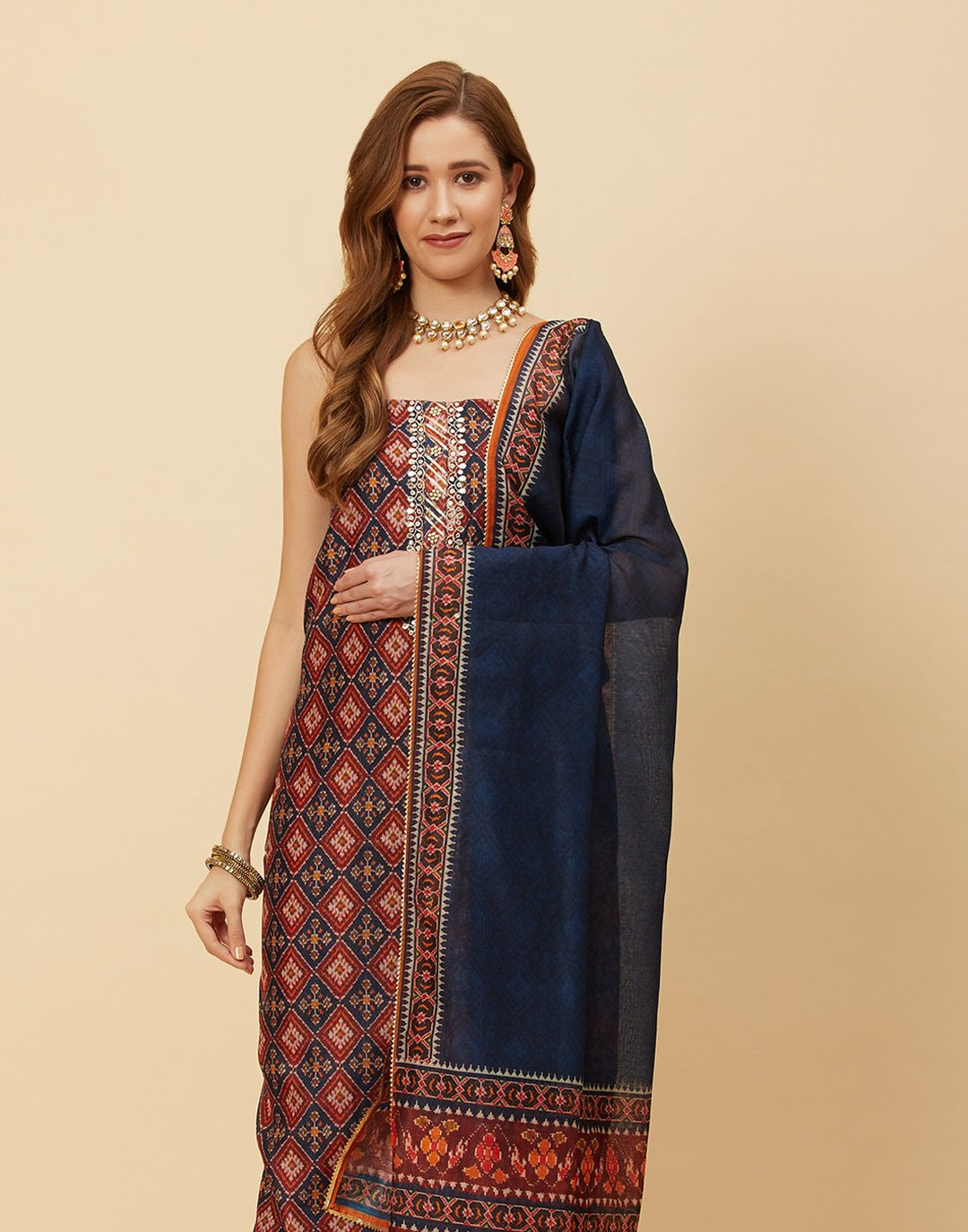 Printed Chanderi Suit Piece