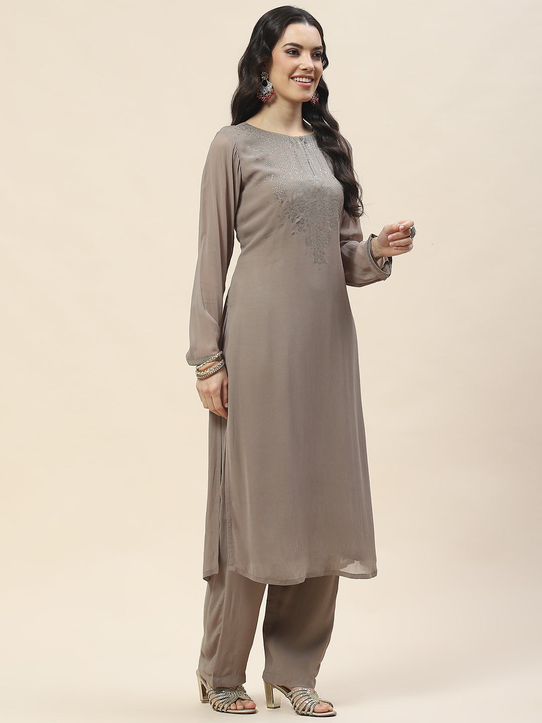 Georgette Suit Set With Net Dupatta