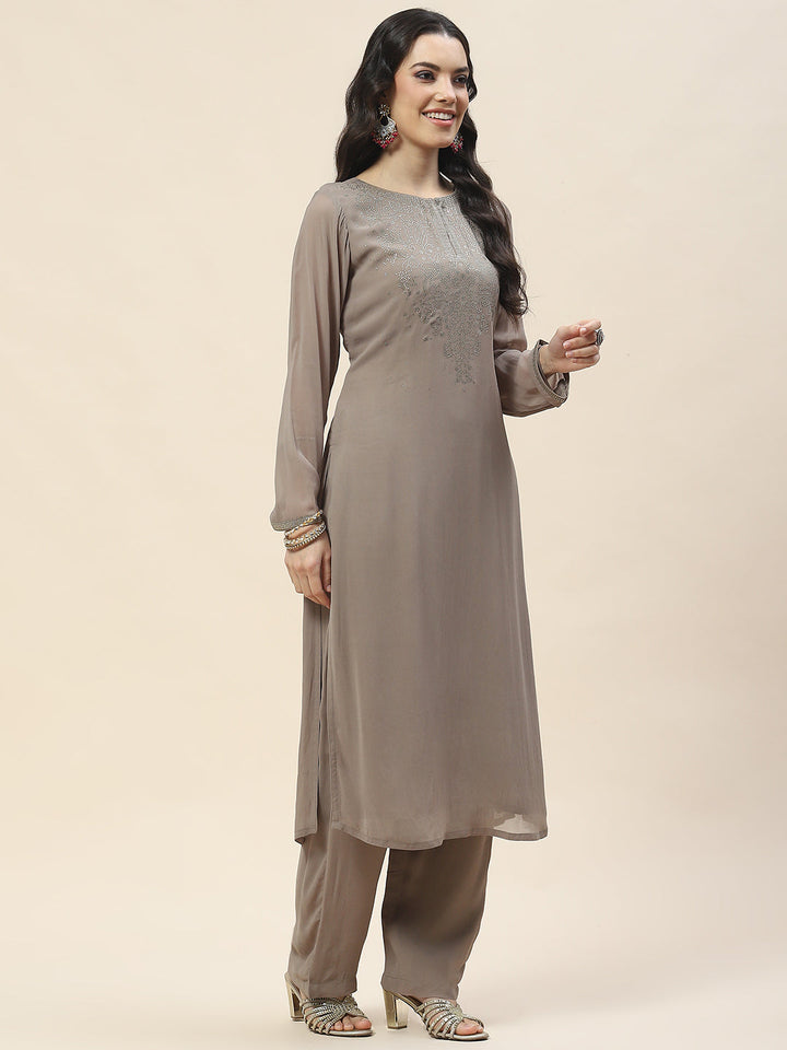 Georgette Suit Set With Net Dupatta