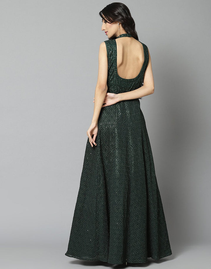 Green Georgette Long Dress