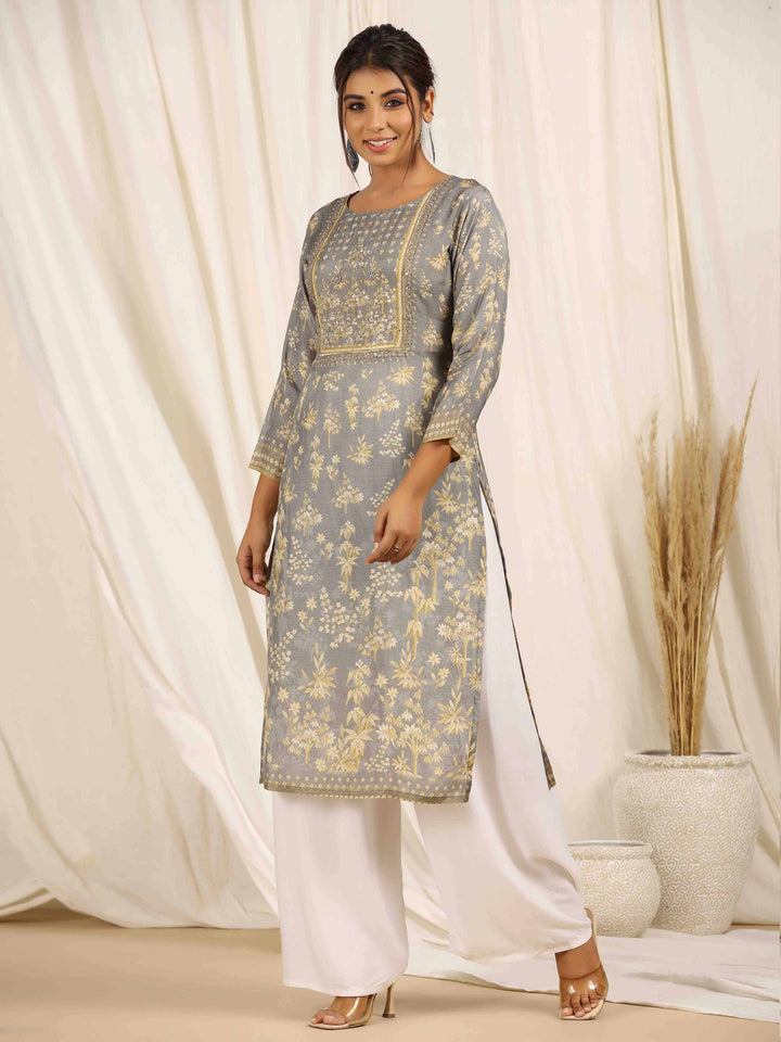 Printed With Embroidered Muslin Kurta
