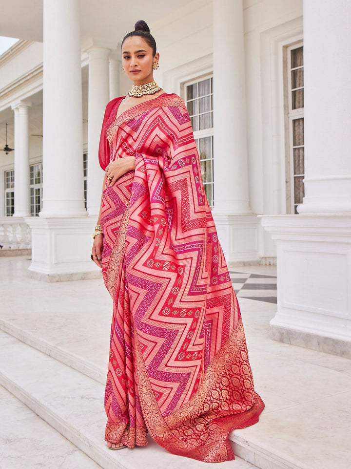 Bandhani Jaal Printed Handloom Saree