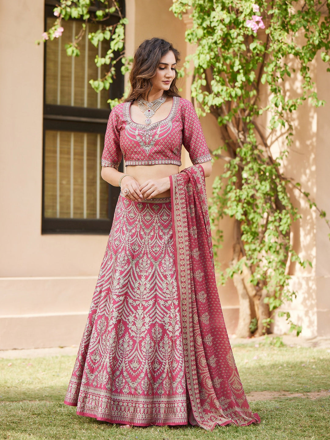 Floral Digital Printed Choli With Lehenga &amp; Georgette Dupatta