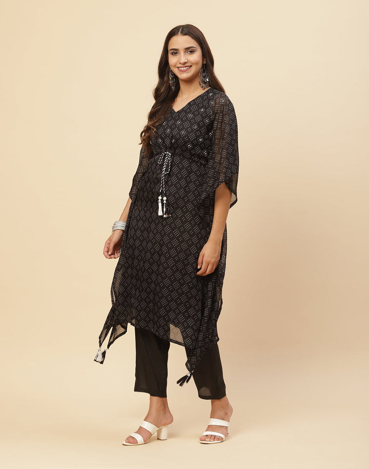 Printed Organza Kaftan Kurti With Pant