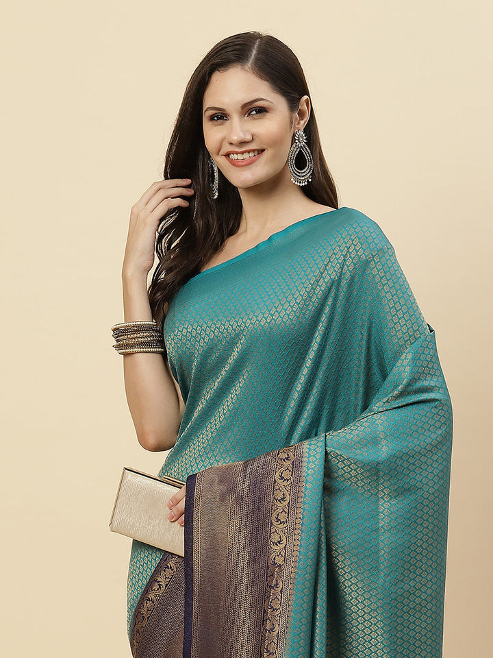 Brocade Zari Booti Art Handloom Woven Saree