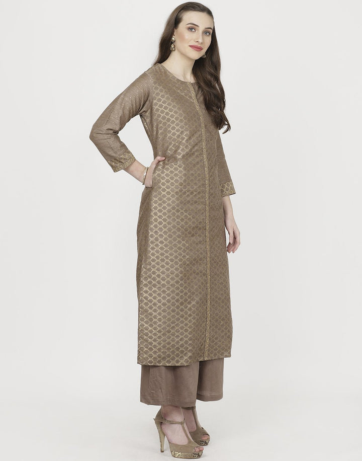 Mouse Art Tusser Kurti with Palazzo
