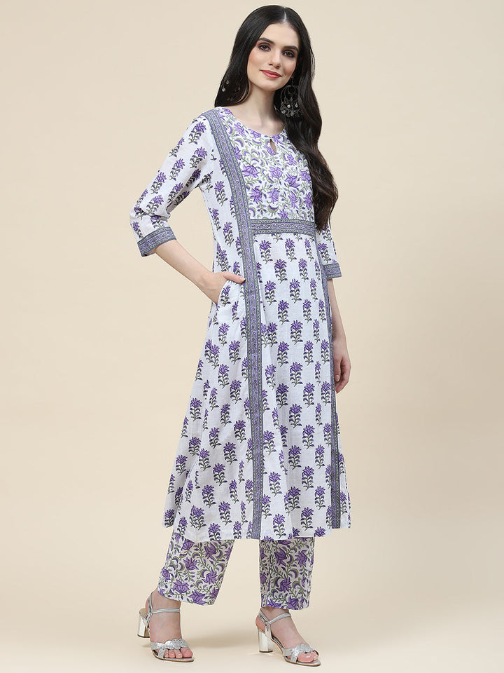 Printed Cotton Kurta With Pants
