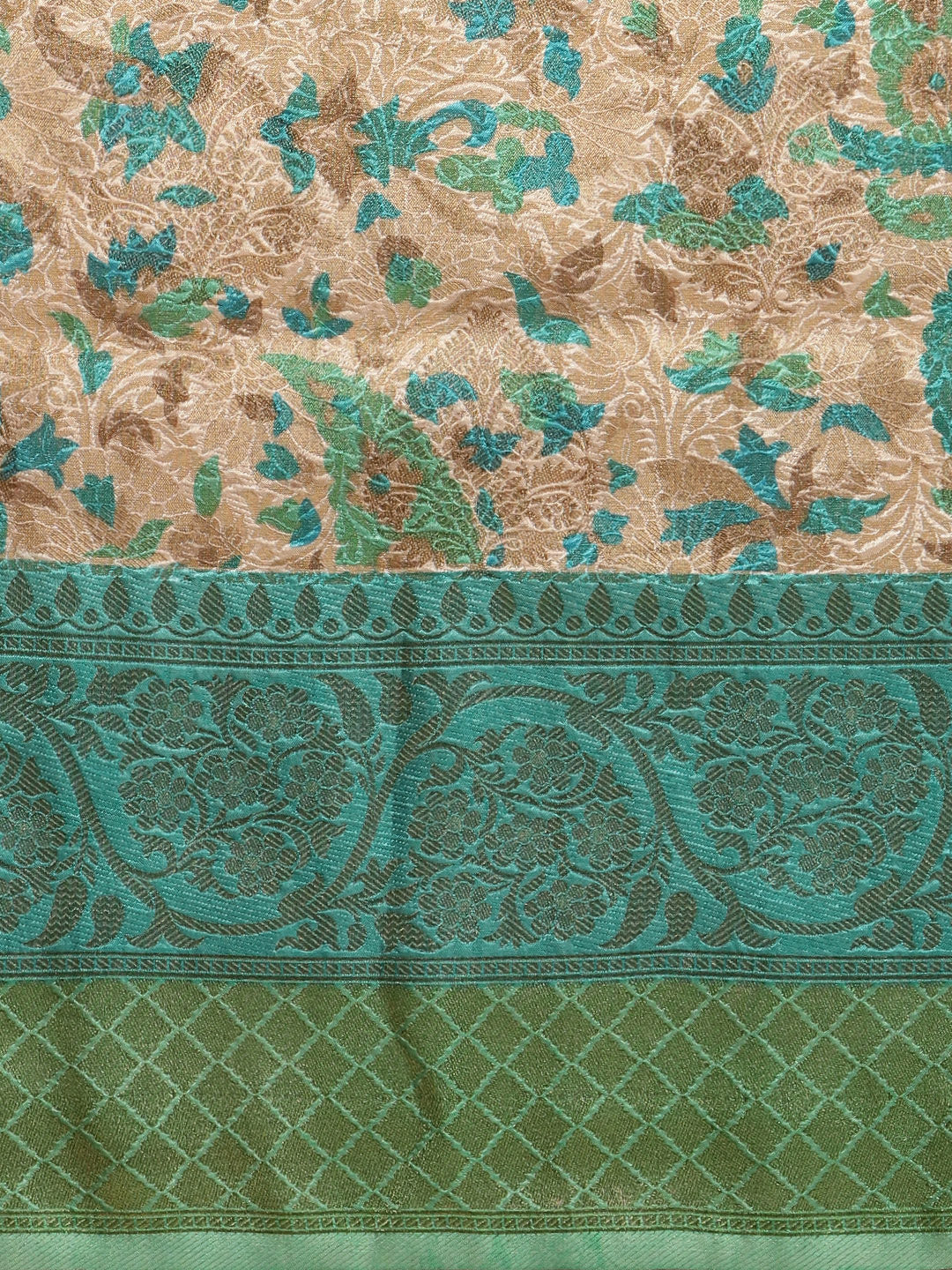 Printed Banarasi Pallu Border Art Handloom Woven Saree