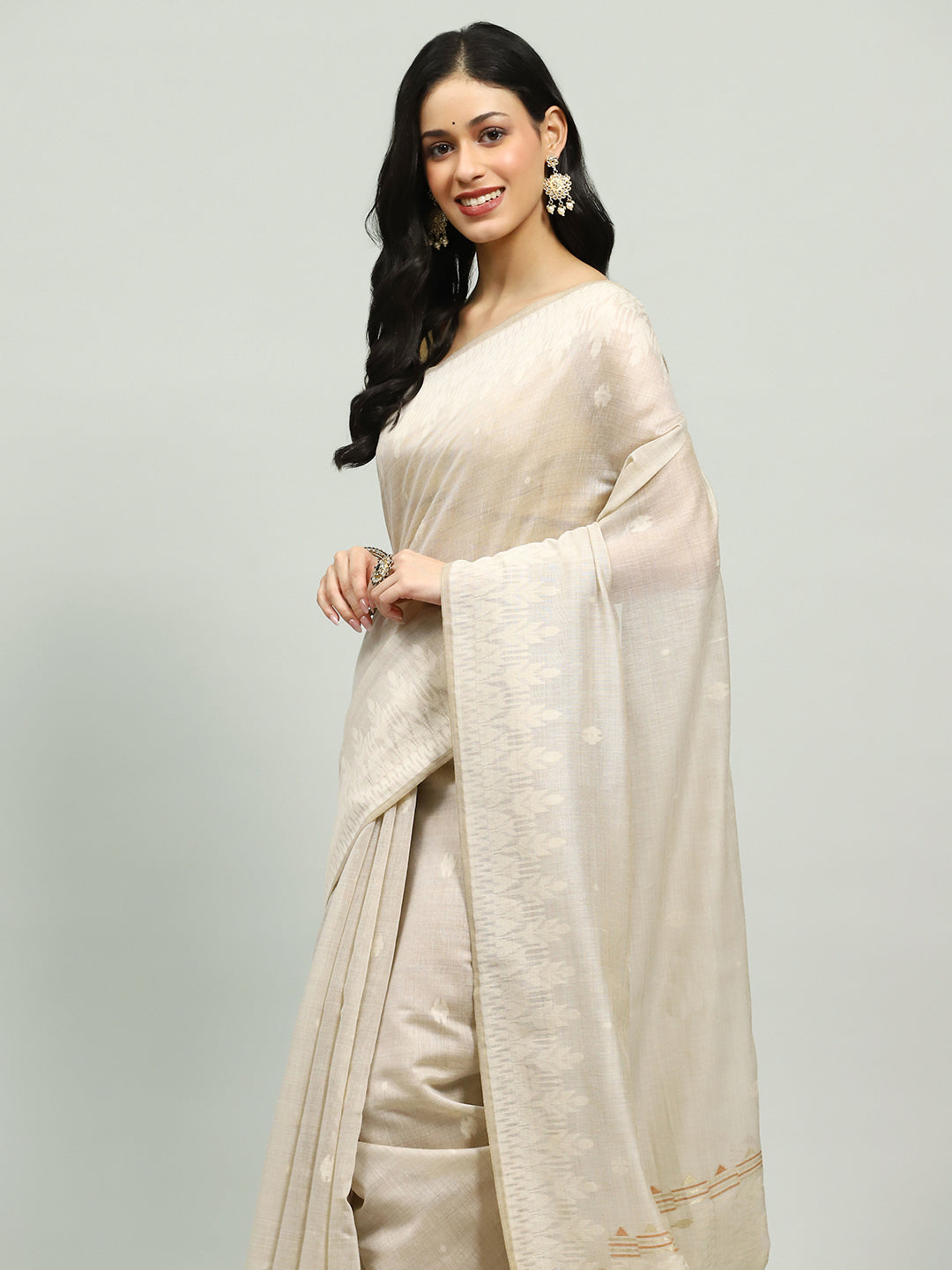 Embroidered Border Booti Art Silk Saree