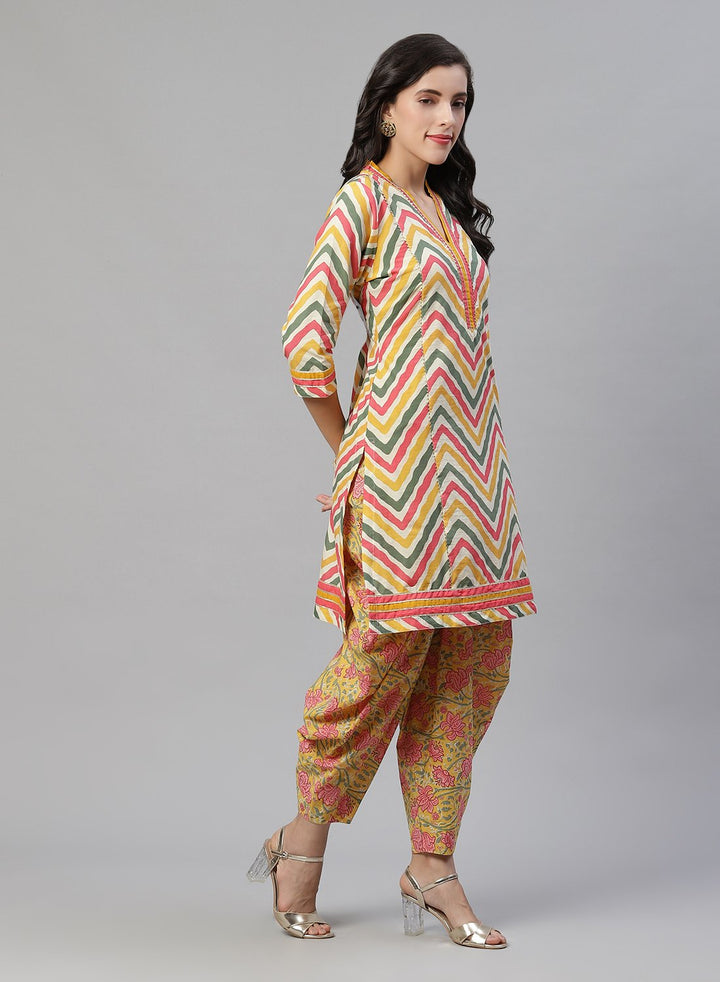 Printed Cotton Kurti With Dhoti Pant